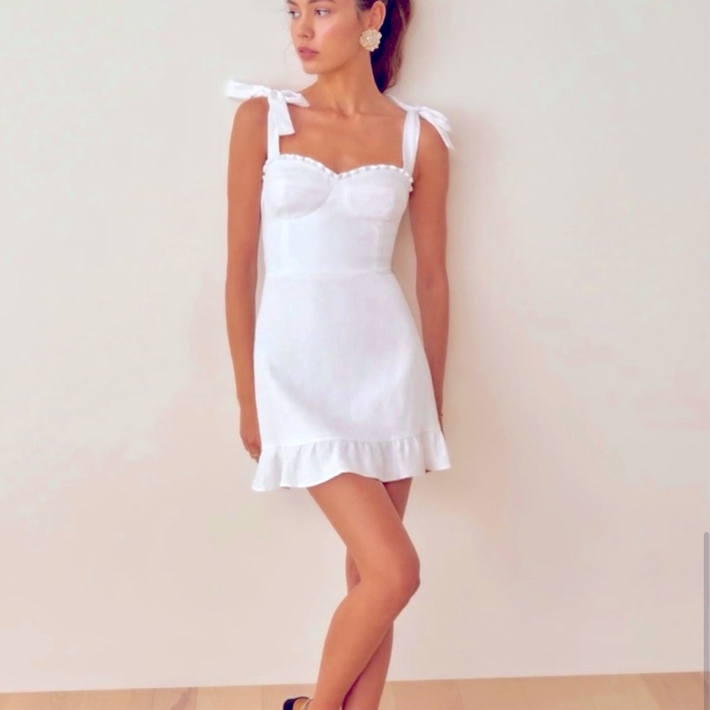 💖HOST PICK💖NWT- Reformation Desiree White Linen Dress- GORGEOUS Size:4 - Picture 7 of 13